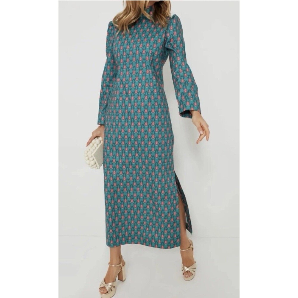HYACINTH HOUSE Teal & Red Floral Mock Neck Maris Dress Size Small New Maxi